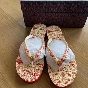 Tory Burch Printed Thin Flip-Flop: Red Destination